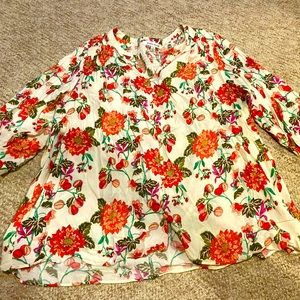 Rose + Olive blouse 1X